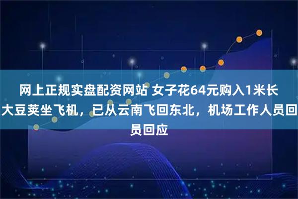 网上正规实盘配资网站 女子花64元购入1米长巨大豆荚坐飞机，已从云南飞回东北，机场工作人员回应